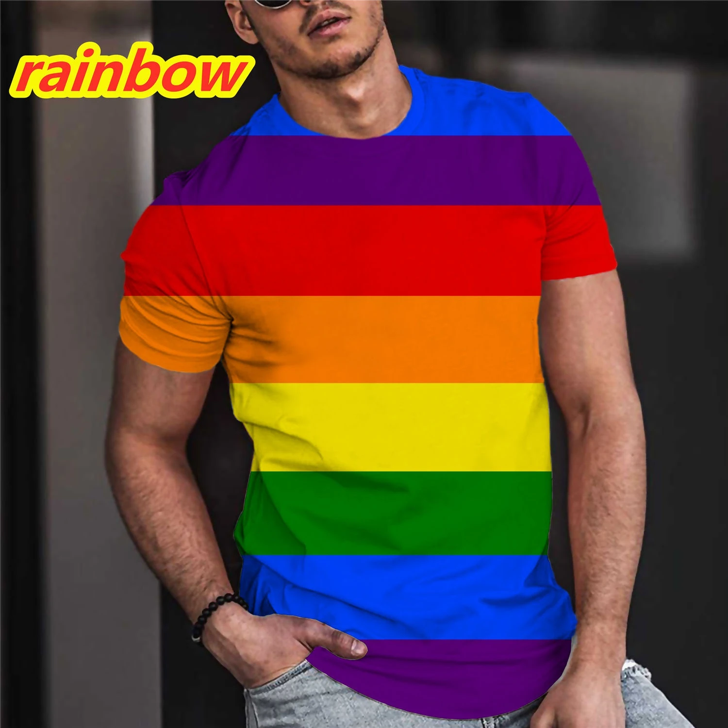 Camisetas 3d con de arco iris para hombres y mujeres, ropa de moda de verano, camisetas 3D de manga corta|Camisetas| - AliExpress