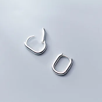 

925 Sterling Silver Geometric Ellipse Hoop Earrings for Women Fashion Rose Gold Color Ear Circle Hipster Jewelry