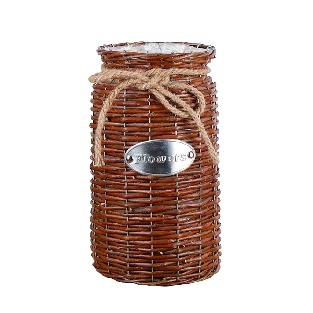 Высококачественная плетеная корзина для хранения цветочных растений соломенная ваза коробки для хранения, домашний декор Новинка - Цвет: Brown