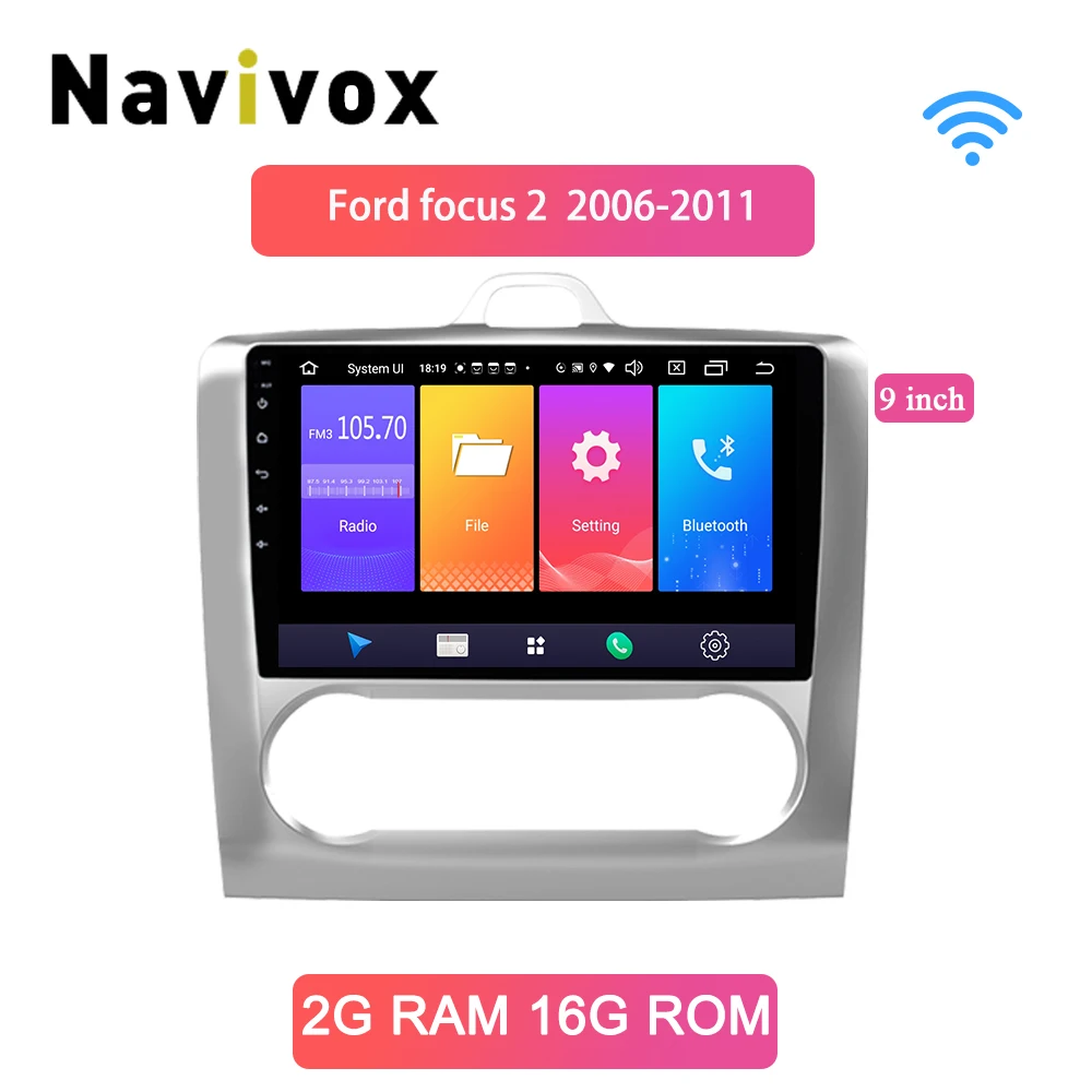 

Navivox 2 DIN 9 Inch Android 8.1 9.0 GPS Navigation Touchscreen Quad-core Car Radio For 2004 2005 2006-2011Ford Focus Exi AT