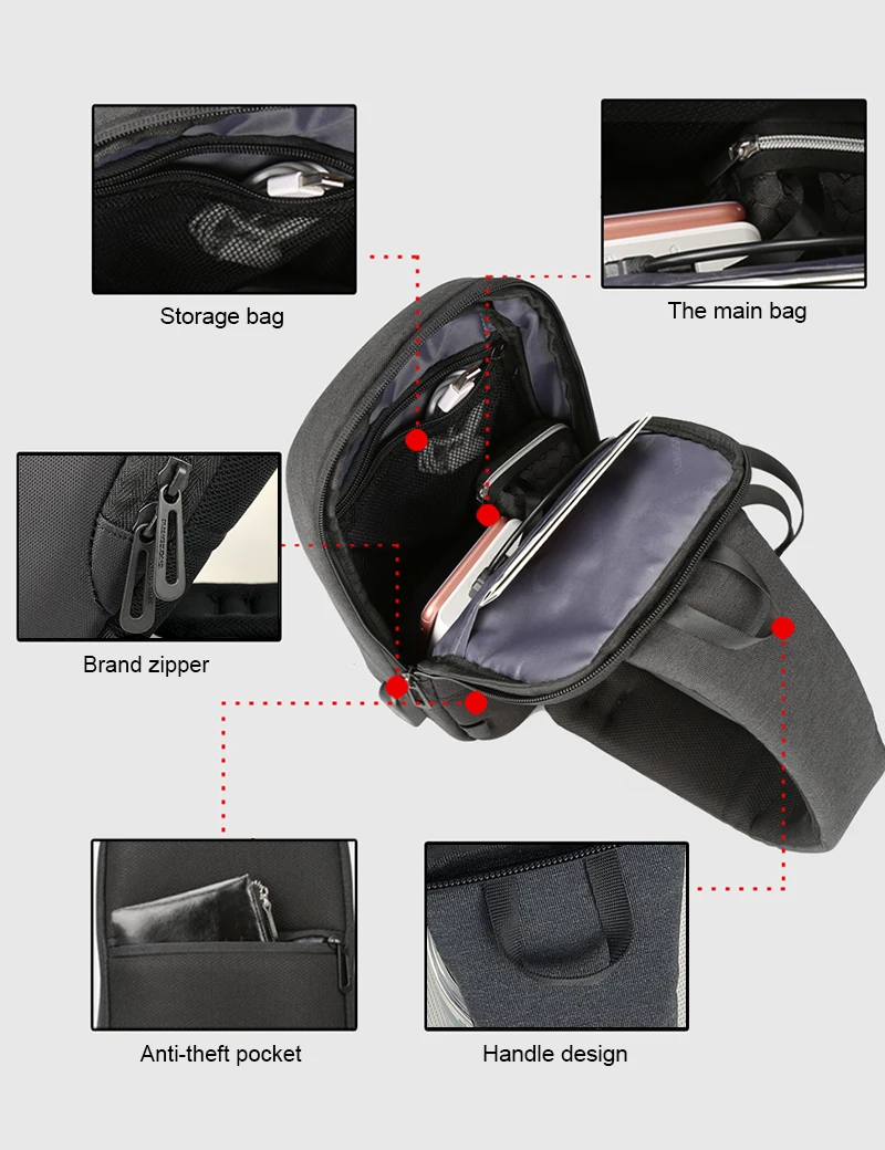 Kingsons Новинка 3173-рюкзак на одно плечо для отдыха и путешествий 7,9 дюймов нагрудный рюкзак для мужчин и женщин Повседневная сумка через плечо