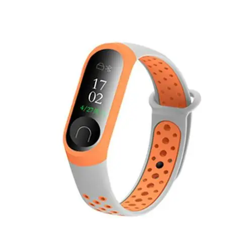 For Mi Band 3 Strap Wrist Strap for Xiaomi Miband 3 Double Color Silicone for Watch Accessories for Waterproof Replacement Strap - Цвет: Grey orange