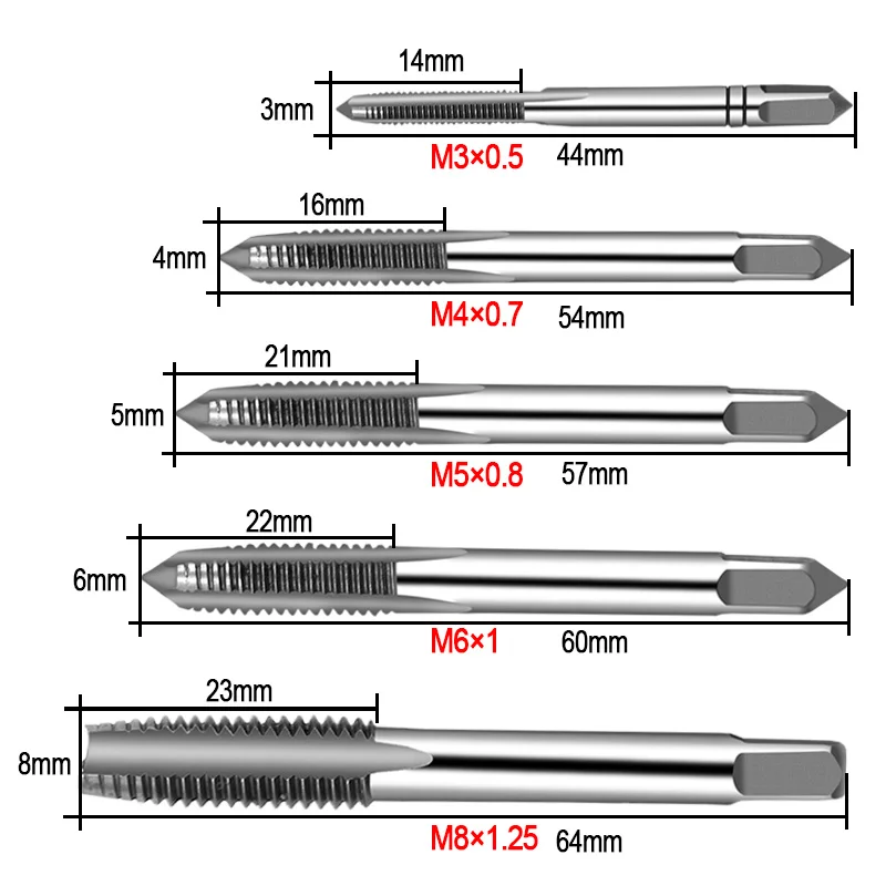 Nowy 5 sztuk/zestaw HSS M3 M4 M5 M6 M8 maszyna spirala punkt rowki proste gwint wtyczka metryczna wiertarka ręczna