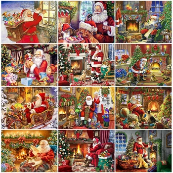 

HUACAN Diamond Painting Christmas Diamond Embroidery Landscape Rhinestones Pictures Mosaic Winter Home Decor
