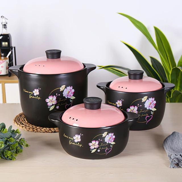 Ceramic Casserole Korean Cartoon Ceramics Soup Pot Cute Pink Saucepan  Cookware Utensils Clay Pan Home Kitchen Cooking Supplies - AliExpress