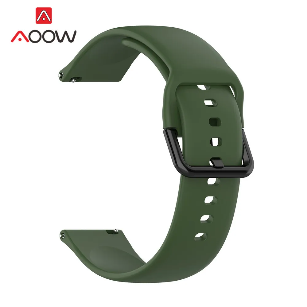 AOOW 20 мм ремни для samsung Galaxy Active 2 R830 R820 R500 Spor черный браслет с пряжкой ремешок для Galaxy Watch 42 мм gear S2 - Цвет ремешка: Army green