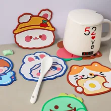  2022 Cute Quality Cartoon Shaped Tea Coaster Cup Holder Mat Coffee Drinks Drink Silicon Coaster Cup Pad Placemat 