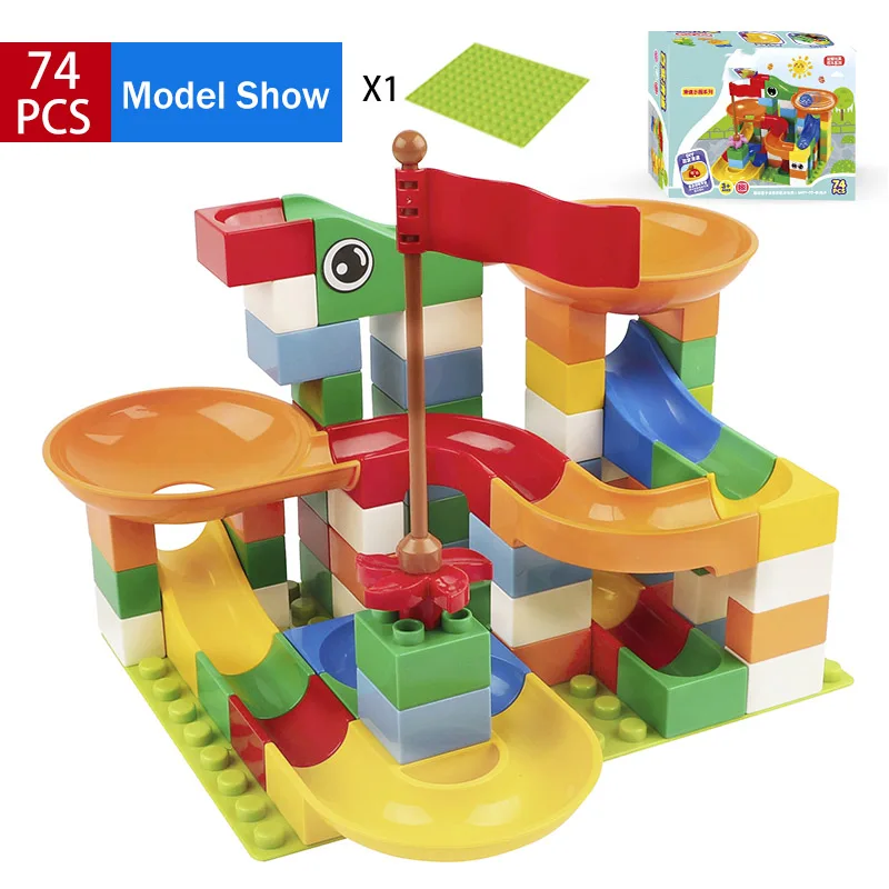 

NEW 74PCS Blocks DIY Bricks Small Size Marble Run Building Blocks Compatible Toys For Kids Xmas Gifts Best Playmate