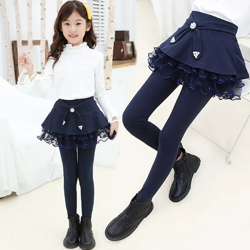 Kids Girls Legging Skirt-Pants Kid Girl Spring Autumn Leggings Children's Girls Skirt-pants Catton Pants for 3-9 Year Child