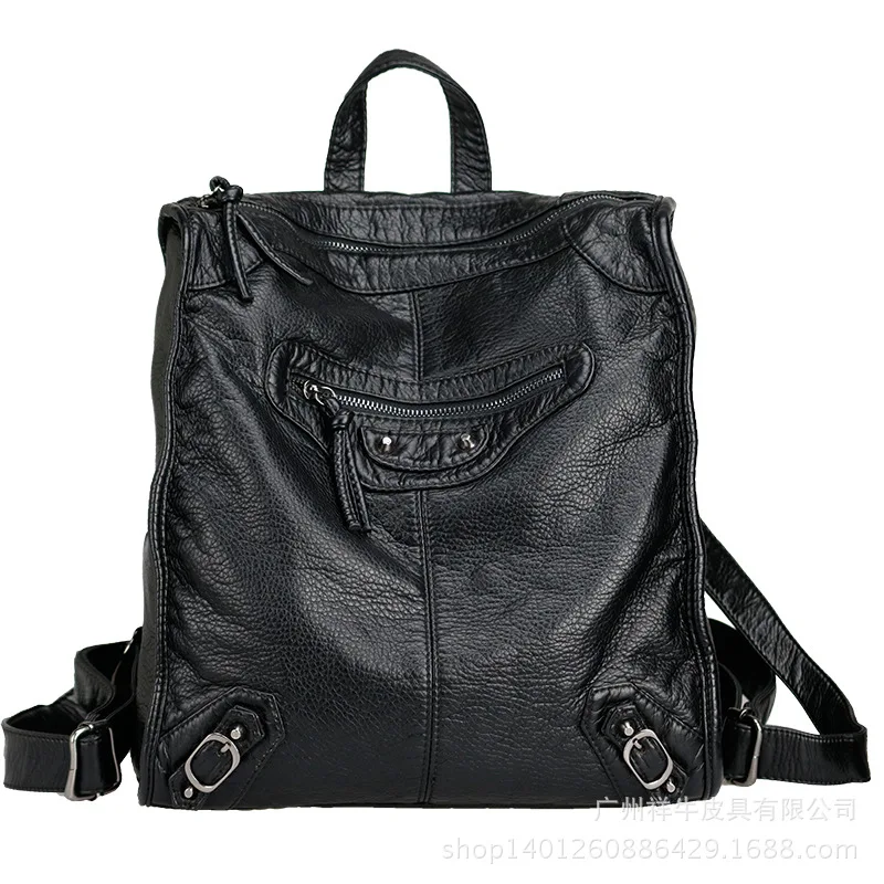 

2019 Autumn And Winter Cash Backpack Korean-style Energy-Celebrity Style Washing PU Backpack Support