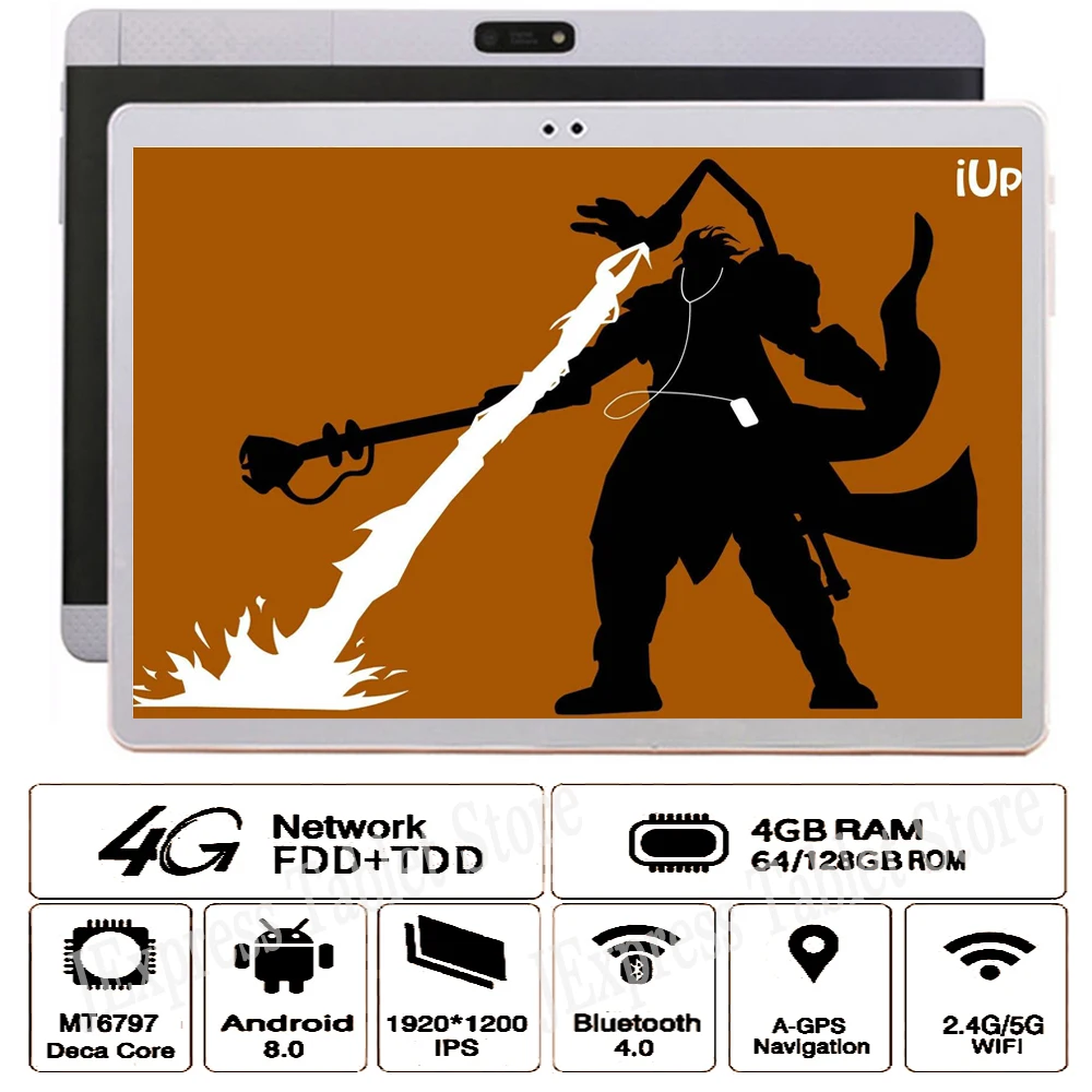 10 дюймов 4G LTE телефонные звонки планшеты PC Deca Core Android 8 0 4 Гб + 128 Dual SIM Слот планшет ПК