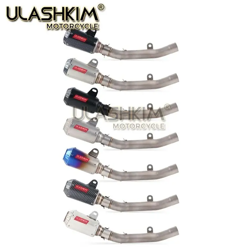 Motorcycle Full System Exhaust Muffler Modified Middle Link Pipe Slip On For kawasaki Z800 2013 Q