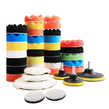 

40 Pcs Polishing Pad Kit 2 in 1 Car Foam Drill 7-5 inch & 31-3 inch Buffing Pads Car Care Polisher Waxing Polishing