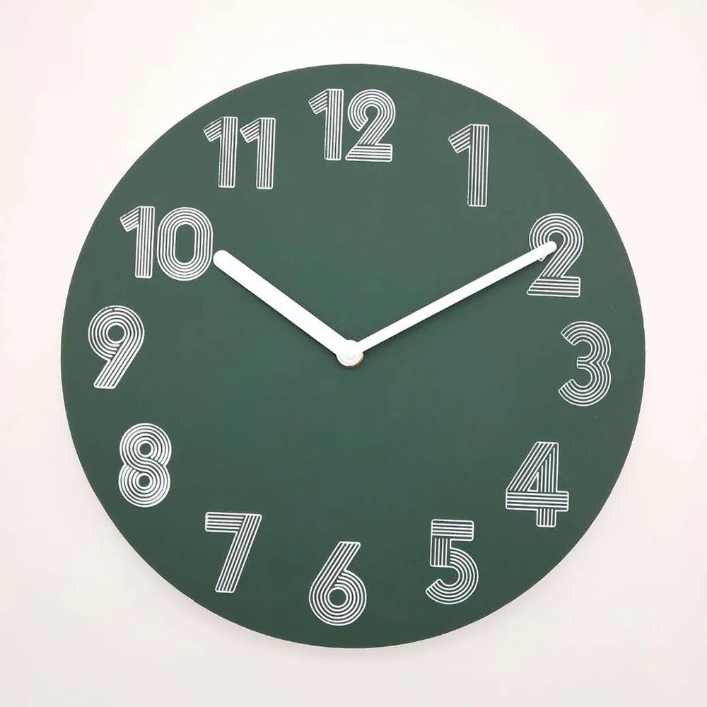 MDF(Medium Density Fiberboard) Board Density Board Wall Clock Circle Wood Wall Clock Living Room Bedroom Mute 12-Inch Clock Poc