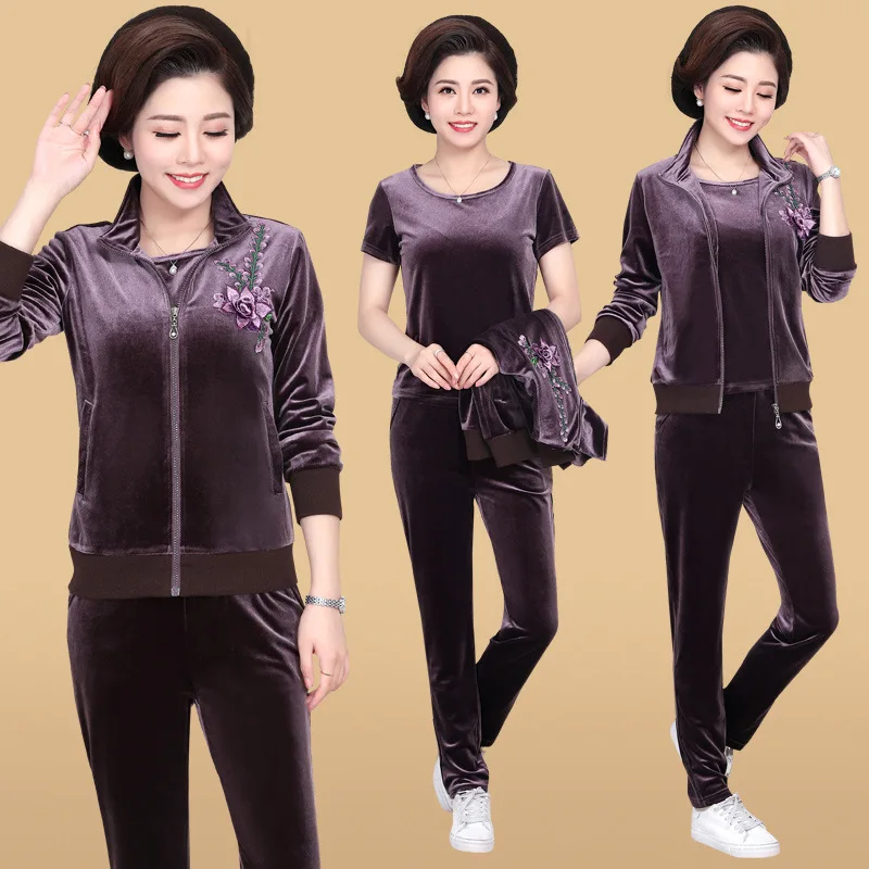 

3pcs Women Tracksuit Sportswear Velvet Autumn Loose Outfits Jogging Running Fitness Casual Set Sport Suit Sweatshirt+jacket+pant