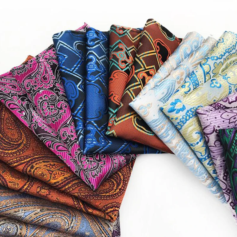 Pocket Square Men's Classic Red Purple Print Dot Silk Handkerchiefs Business Casual Wedding Gift