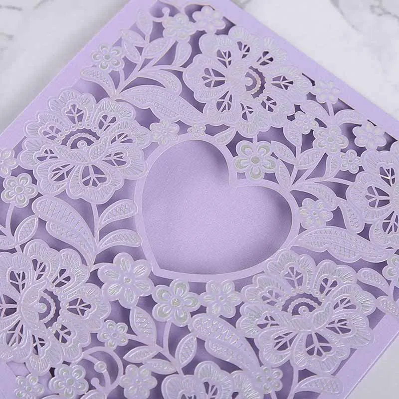  10pcs Laser Cut Wedding Invitations Cards Envelope Vintage Wedding Bridal Gift Greeting Card Kits E - 4.00034E+12