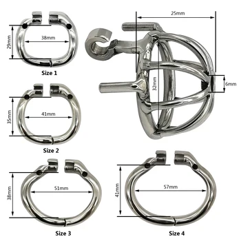 Happygo Stainless Steel Chastity Device with Urethral Catheter and Anti-Shedding Ring,Cock Cage,Penis Ring,S055-2 2