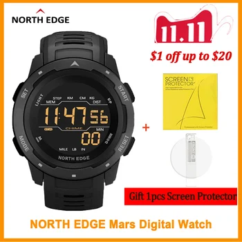 

Gift Original NORTH EDGE Men Digital Smart Watch Men's Sports Watches Dual Time Pedometer Alarm Clock Waterproof 50M Military