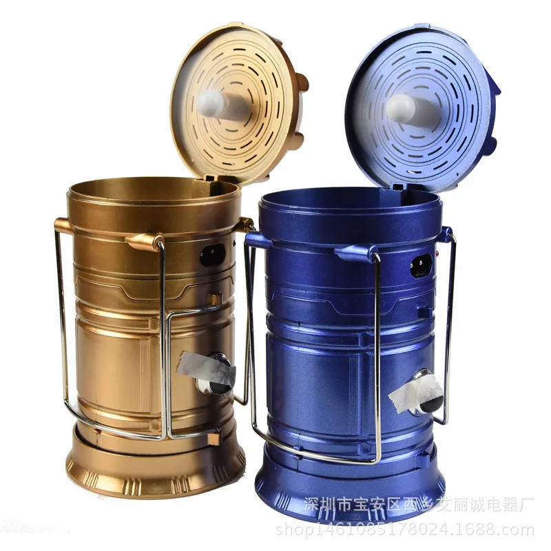 

Solar LED Emergency Camp Lamp Dual Purpose Rechargeable Flashlight Hand Fan Tent Light