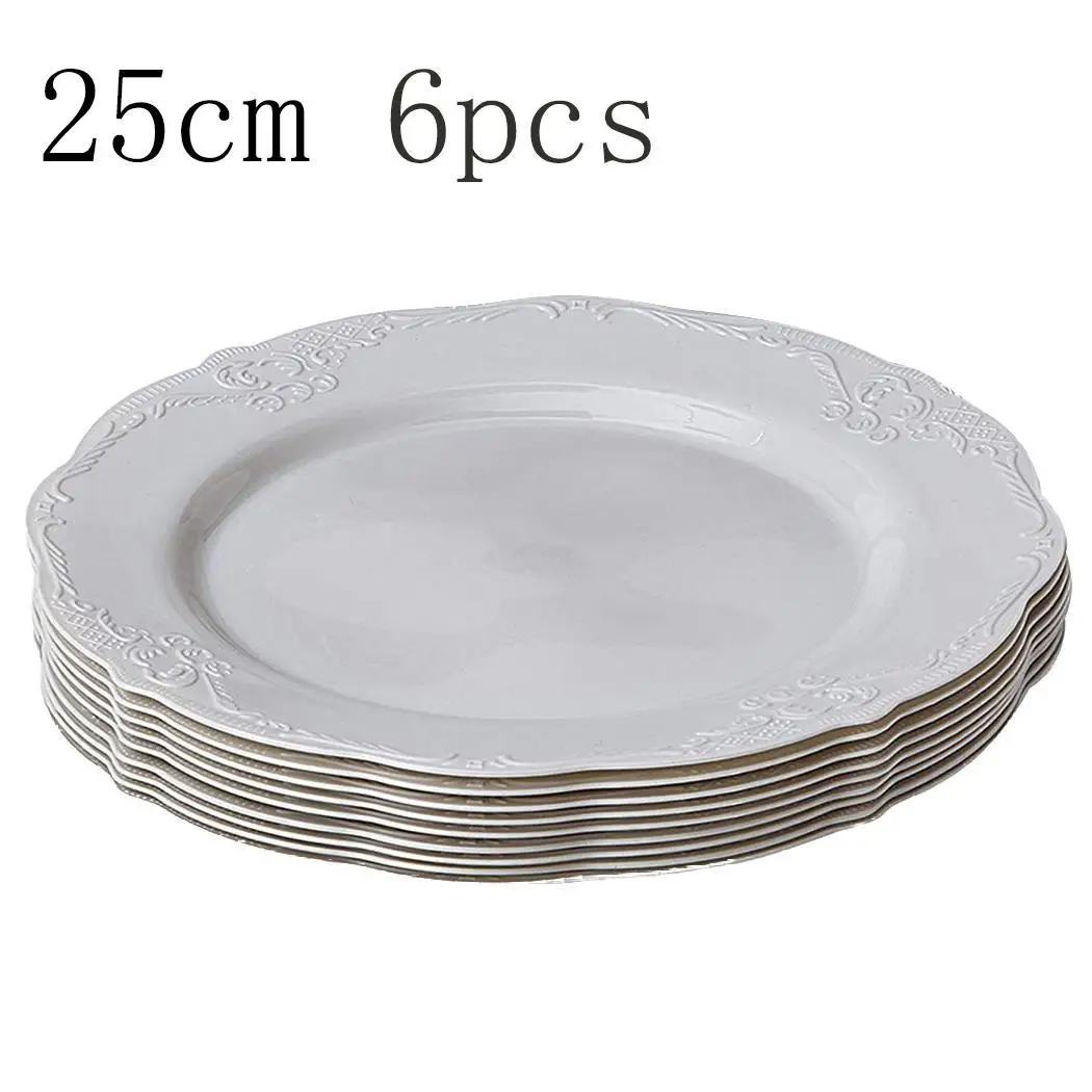 

Round Disposable Plates Party Wedding Birthday White Pack of (6Pcs) Camping Tableware