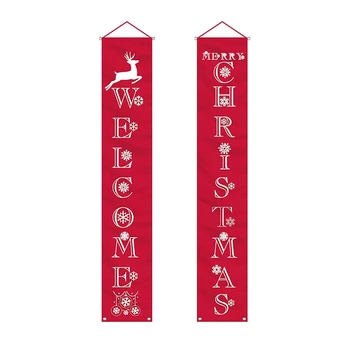 

Christmas Banner Decoration Outdoor Interior Christmas Decoration Winter Happy Christmas Bright Door Sign Red Christmas Decorati