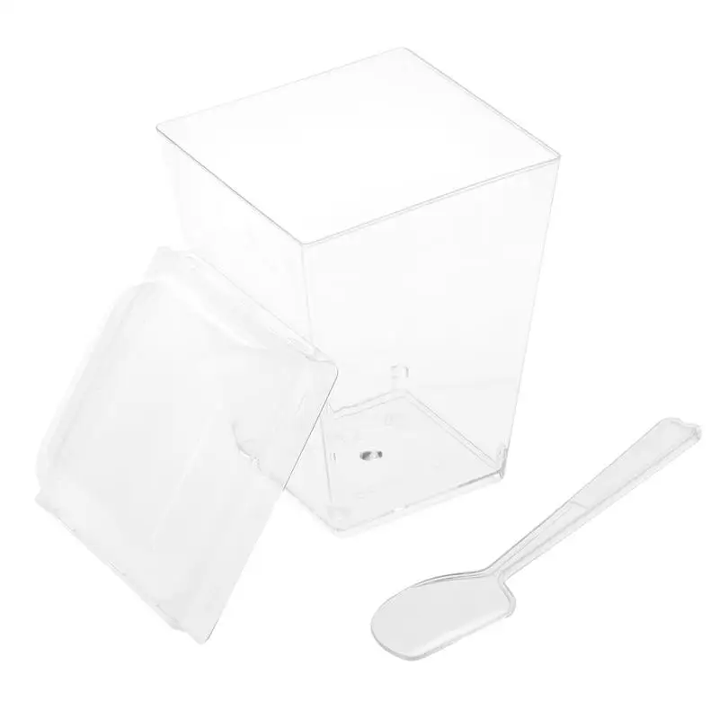 

20 Sets Dessert Cups Square Mini Dessert Cups Mousse Cups Jelly Cups for Restaurant Cake Shop