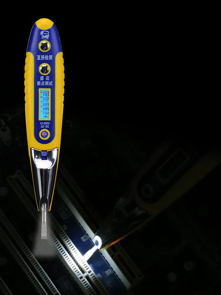 MECHANIC digital display LED induction test pencil 12-250V AC DC breakpoint line detection electrician household electroscope