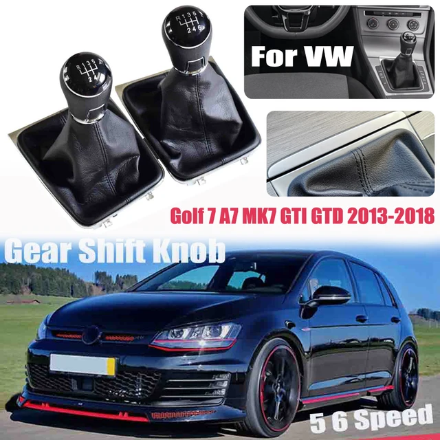 Pomo de palanca de cambios de coche para VW Golf 7 A7 MK7 GTI GTD  2013-2018, accesorios de automóvil de cuero de 5/6 velocidades, perilla de  palanca