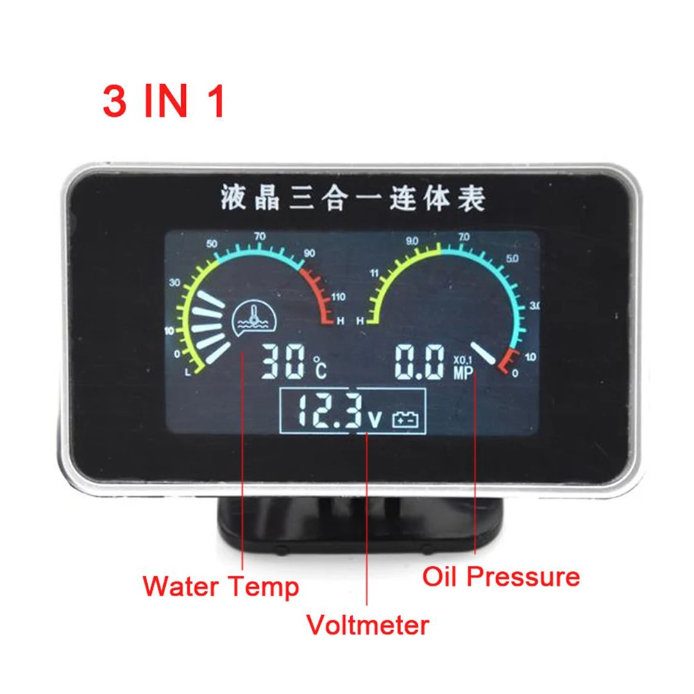 3 в 1 ЖК 12 В/24 В Универсальный автомобильный прицеп машинное масло давление напряжение температура воды комбинированная Таблица с датчиками