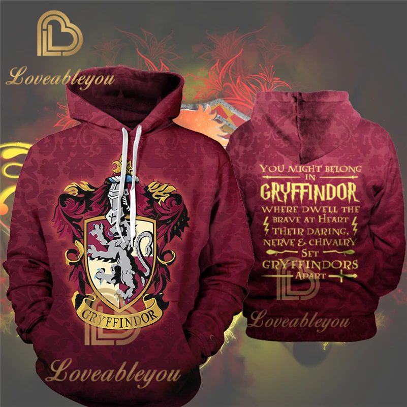

Fans Wear Gryffindor 3D Printed Hoodie with Pocket Hogwarts Gryffindor for Adult Unisex Sweatshirt Cosplay Costume