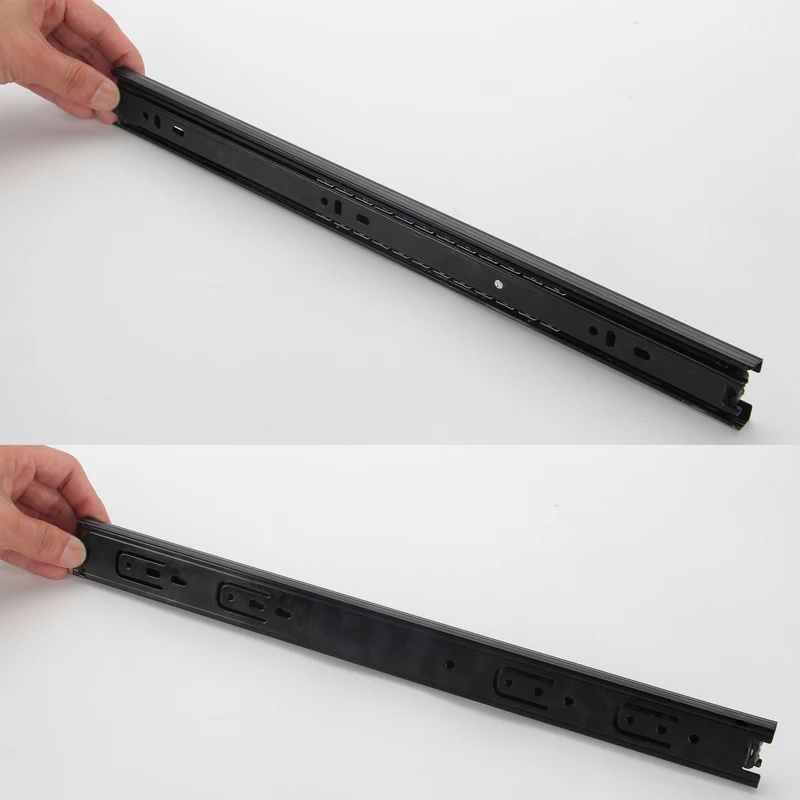 Black Sliding Rails For Drawers Three Drawer Steel Ball Slide
