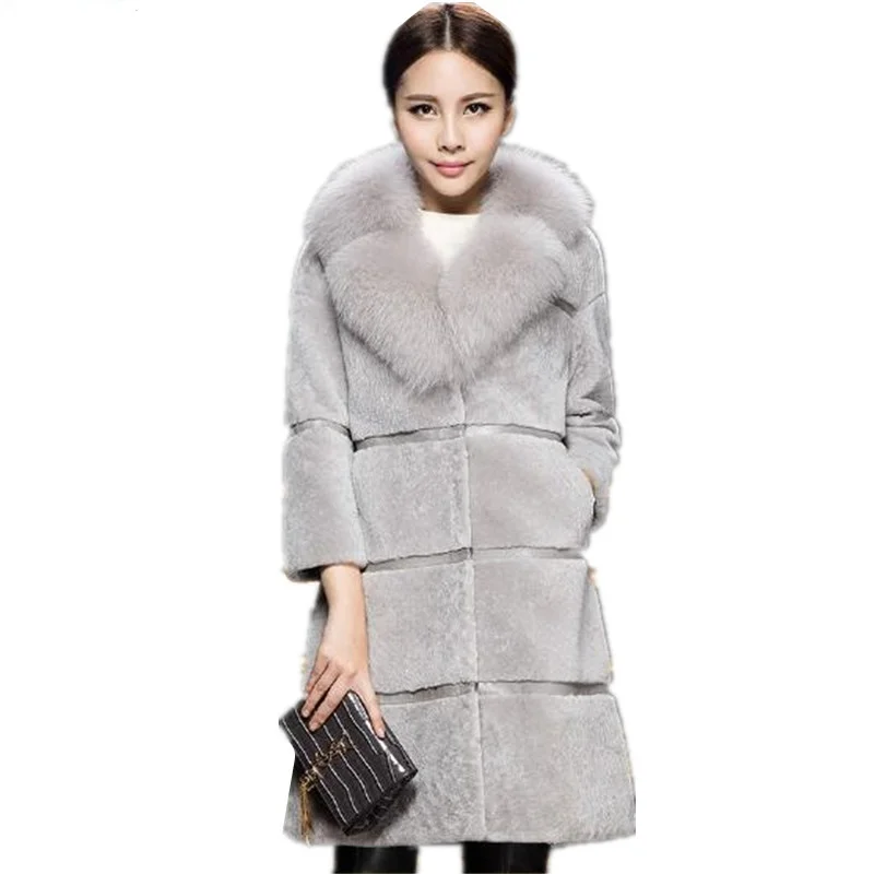 #*Cheap Women Fur Coat Long Sleeve Thicken Warm Jackets Faux Fur Coats 2019 Winter Faux Mink Fur Coats Winter Female Fox Fur collar 4XL