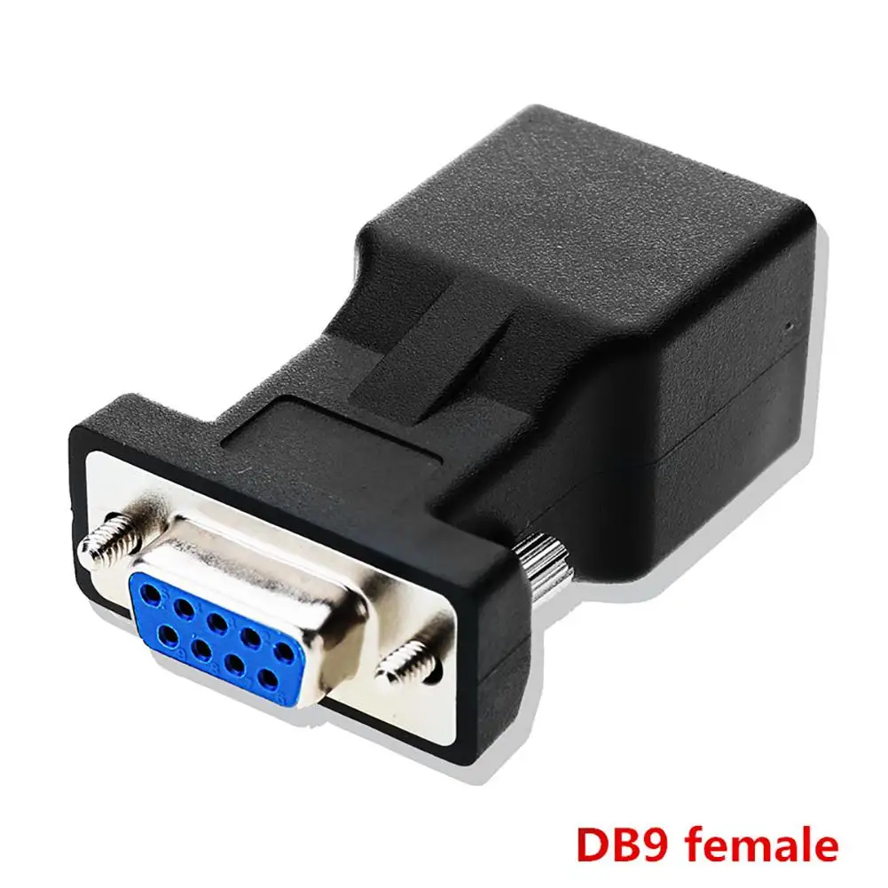 9-контактный последовательный порт RS232 DB9 с гнездом на гнездо RJ45 Ethernet-адаптер