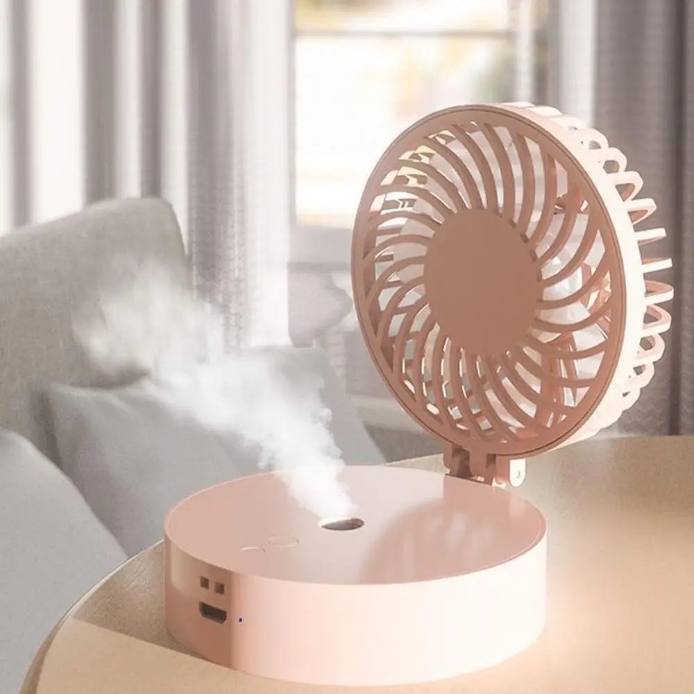 

Cool Summer Portable Folding Spray Fan USB Rechargeable Mini Multi-function Desktop Hanging Neck Pocket Small Fan Outdoor Travel