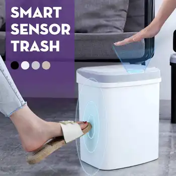 

15L Home Intelligent Trash Can Automatic Sensor Dustbin Living Room Smart Electric Trash Can Kitchen Waste Bins Garbage Bins