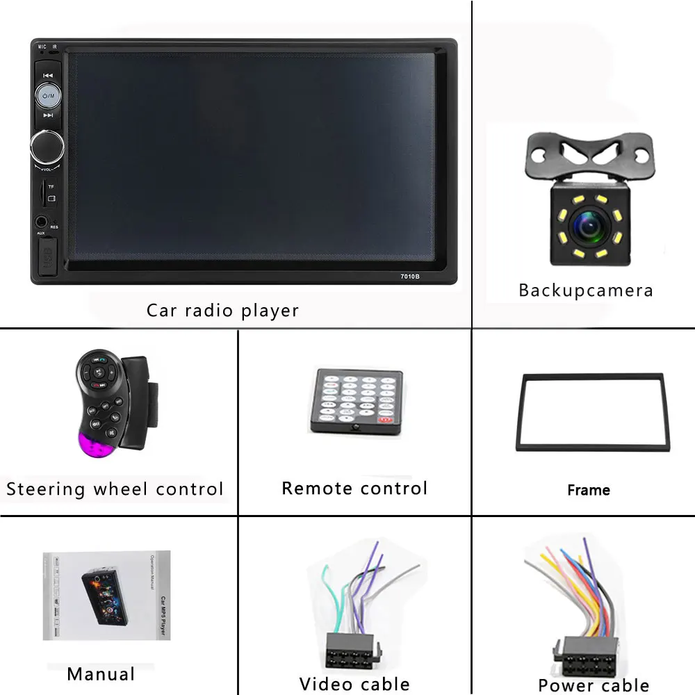 2 Din Авто Радио " lcd Мультимедиа сенсорного экрана видео плеер Авто Аудио Стерео Bluetooth Зеркало Ссылка управление рулевого колеса - Цвет: With 8 IR Camera
