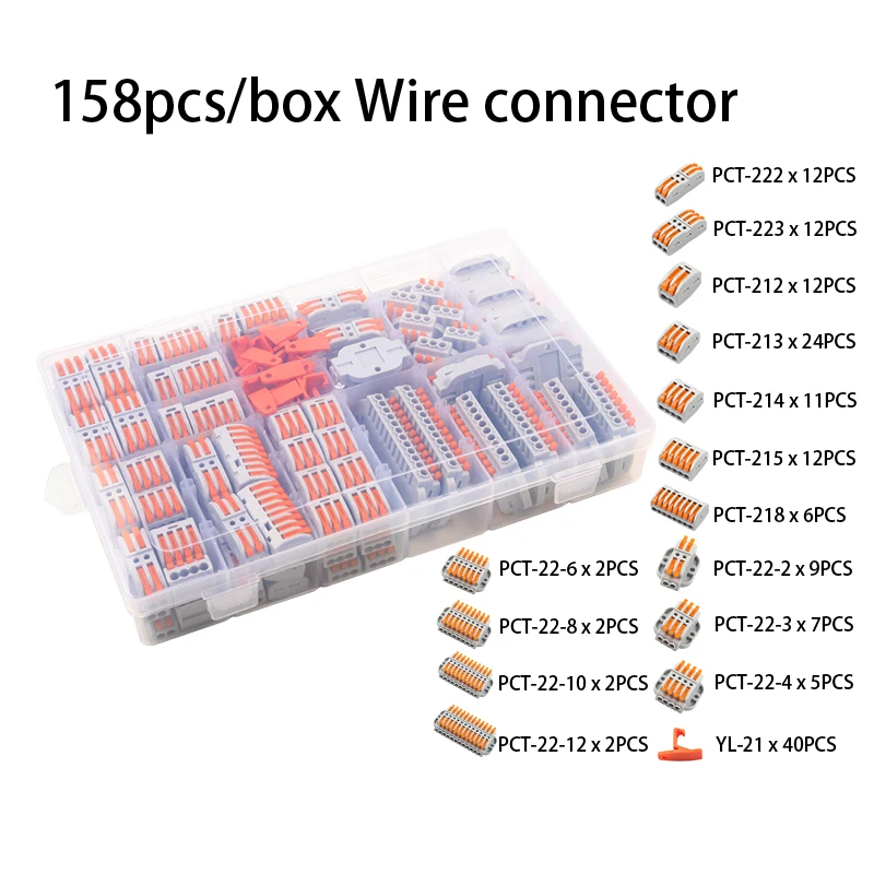 158/376 шт. смешанные PCT-412-212-218-222 компактный проводной разъем проводник клеммный блок быстрые разъемы DIY вы SPL-2 3