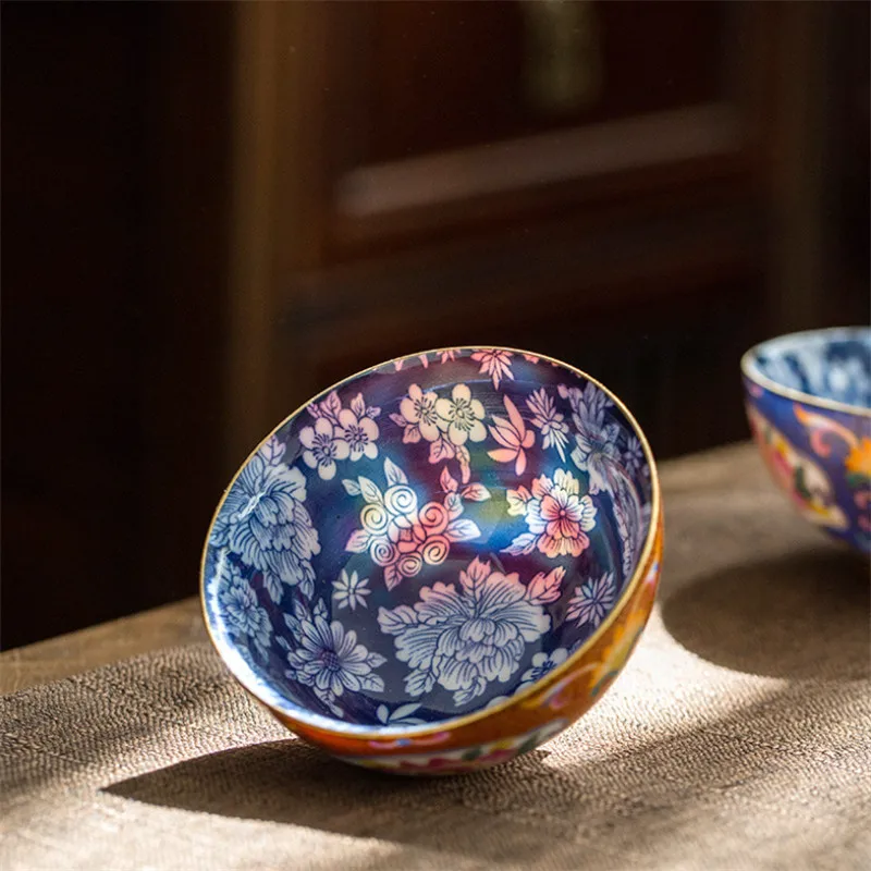 Jingdezhen Handmade Ceramic Tea Cup Retro Blue and White Porcelain Enamel Color Kung Fu Water Bowl Set Drinkware | Дом и сад