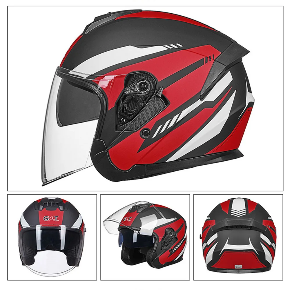 GXT мотоциклетный шлем для мужчин Casque Casco Moto шлем для скутера на половину лица мотоциклетный шлем для верховой езды с двойными линзами для мужчин и женщин - Цвет: 703-Matte Red