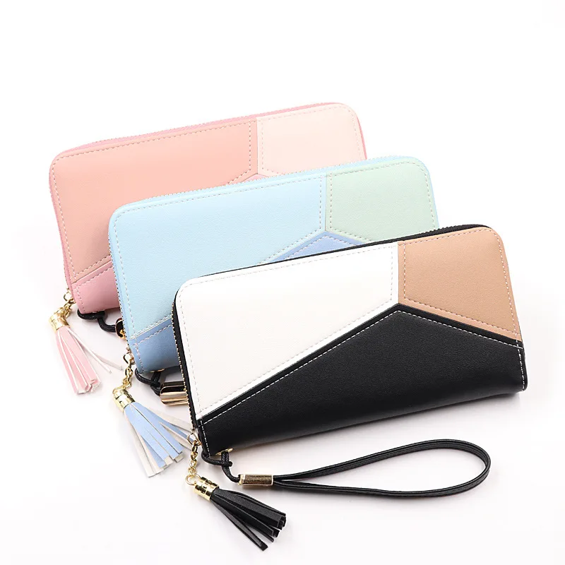Women's Wallet with Zippered Wallet Card Holder Patchwork Women Long Wallet Ladies Tassel Short Coin Purse Women's Wallet with Zippered Wallet Card Holder Patchwork Women Long Wallet Ladies Tassel Short Coin Purse
