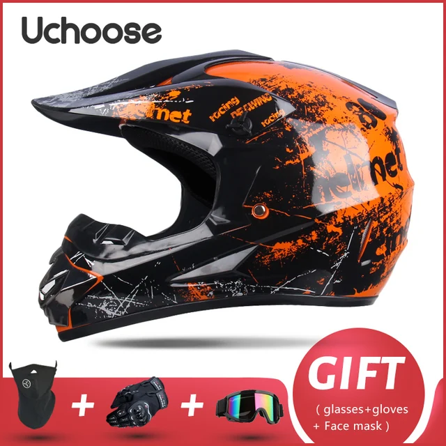 Motorcycle Helmet Professional New Motor Off-road Helmet Downhill Racing Motocross Casque Moto Helmet 3 Free Gift Suitable Kid 9