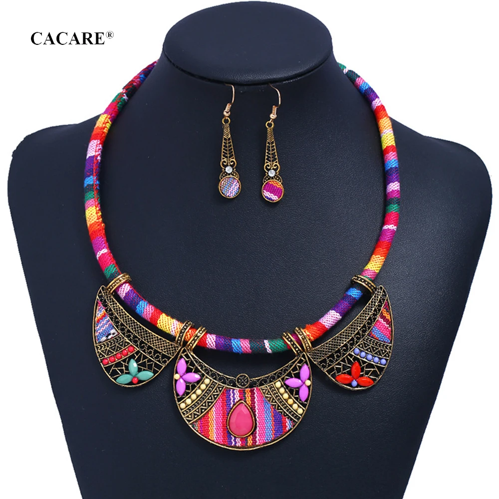 

Ethnic African Indian Jewelry Set for Women Vintage Fashion Necklace Earrings Set Nigerian Jewelry F0476 3 Choices