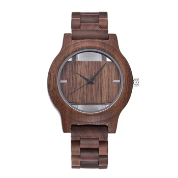 

Creative Unique Quartz Watch Men Women Full Wooden Watch Bracelet Hollow Square Design Fashion Men Quartz Wrist Watch relogio