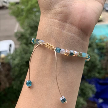 1 pcs adjustable length cubic crystal beaded bracelets for women handmade