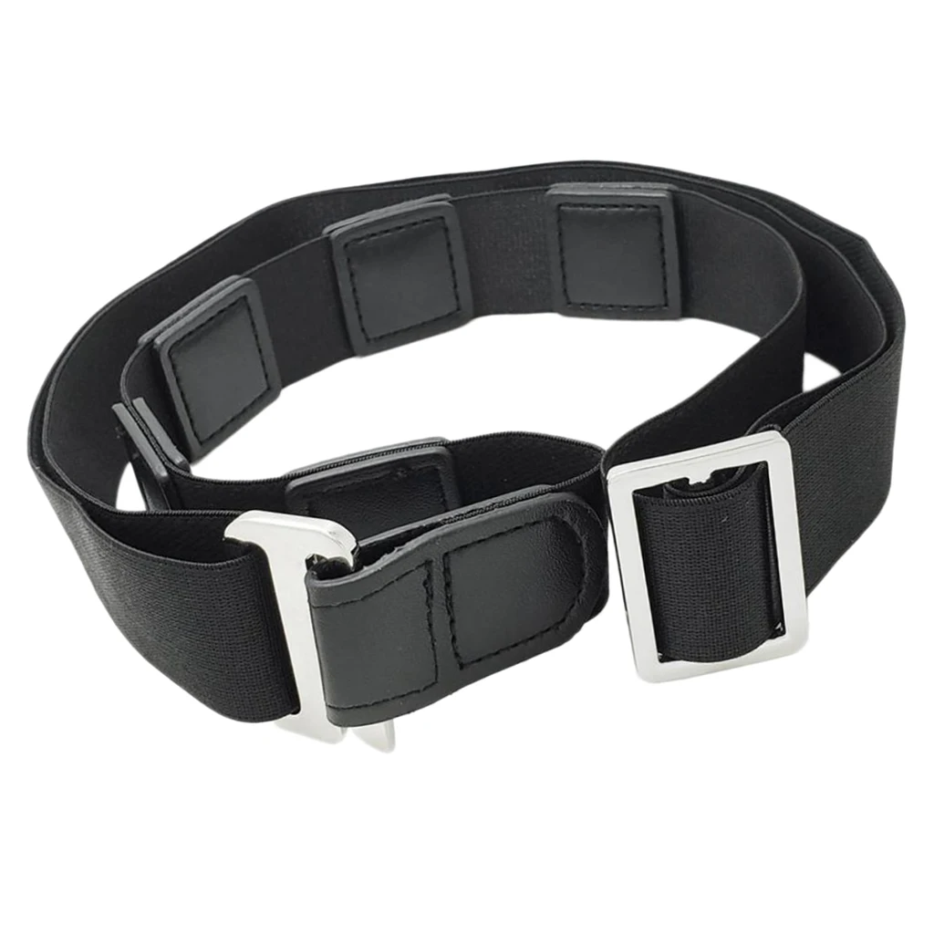 Non-Slip Shirt Belt with Adjustable Buckle Stay Shirt for Women Man Black