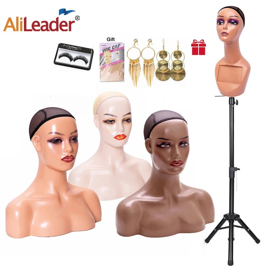 New African American Femal Mannequin Head With Shoulders Mannequin Head For Wig Display Model Doll Head For Hat Glasses Scarf