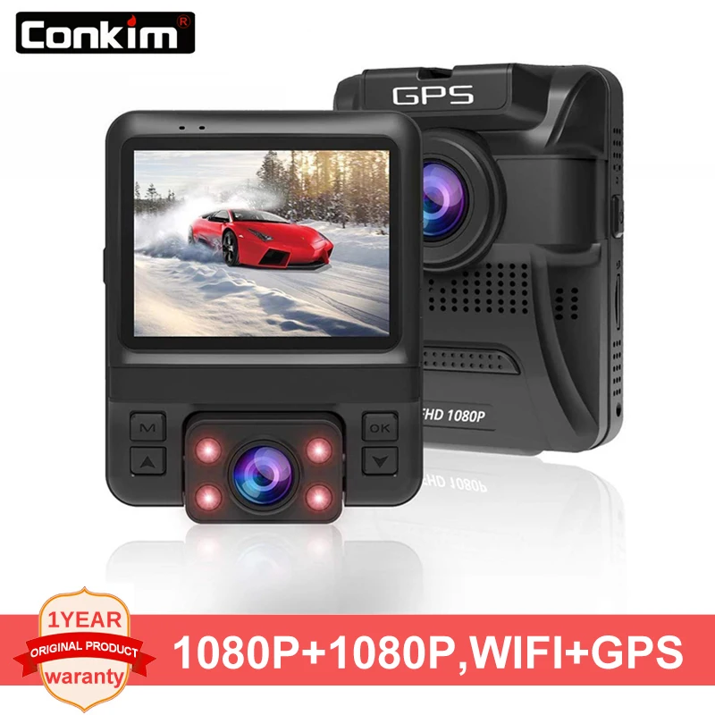 Conkim, новинка, Wi-Fi, видеорегистратор GS66, Автомобильный видеорегистратор с gps, двойной объектив, 1080 P, Full HD, Авто регистраторы, 2 камеры, запись, симутантно