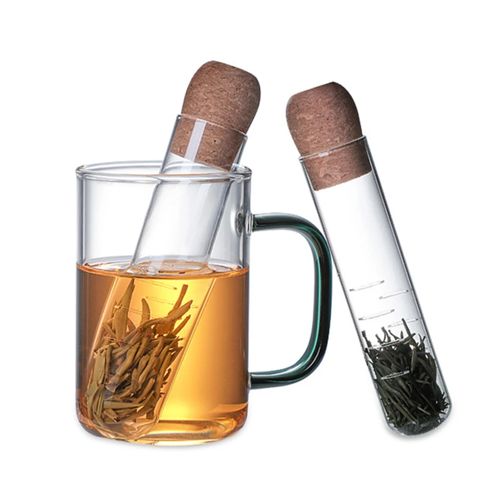 Tea Infuser glass tube Loose tea leaf strainer transparent tea strainer Heat resistant Glass Tea Infuser