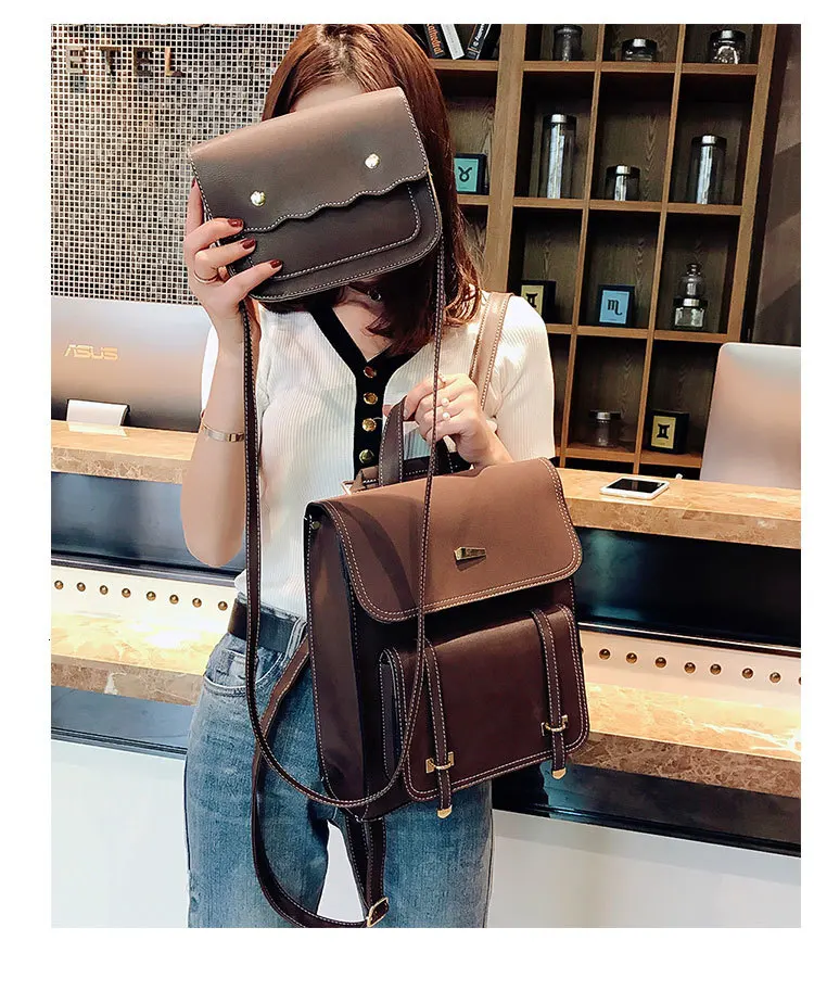 bags 2 Fashion Women Backpack New High-quality PU Leather School Bakcpacks Large Shoulder bag Teenage Girl Travel Rucksack